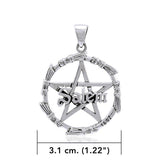 Salem Witch Broom Pentacle Sterling Silver Pendant TPD4243 by TPD4243