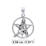 Salem Witch with Pentacle Sterling Silver Pendant TPD4247 by TPD4247