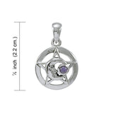 Five-Pointed Star with Double Crecesnt Moon Sterling Silver Pendant TPD4269 by TPD4269