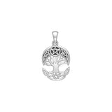 Celtic Knot Moon with Five-Pointed Star Sterling Silver Tree of Life TPD4293