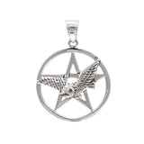 Flying Owl with Five-Pointed Star Sterling Silver Pendant TPD4334