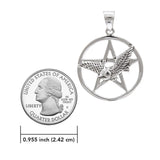 Flying Owl with Five-Pointed Star Sterling Silver Pendant TPD4334