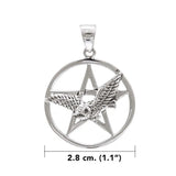 Flying Owl with Five-Pointed Star Sterling Silver Pendant TPD4334