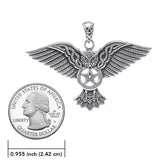 Celtic Owl with Five-Pointed Star Sterling Silver Pendant TPD4336