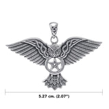 Celtic Owl with Five-Pointed Star Sterling Silver Pendant TPD4336
