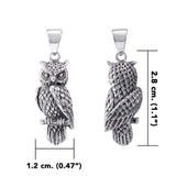 Wise and ever watchful ~ Sterling Silver Jewelry Horned Owl 3 Dimensional Pendant TPD4586 - Jewelry
