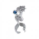 Large Mermaids Oracle Sterling Silver With Gemstone Pendant TPD4897 by TPD4897