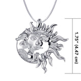 Sun and Crescent Moon Sterling Silver Pendant TPD4969 - Jewelry