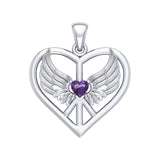 Wrapped in the Wings of an Angel ~ Sterling Silver Peace Symbol Pendant Jewelry TPD5109