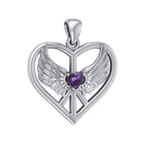 Wrapped in the Wings of an Angel ~ Sterling Silver Peace Symbol Pendant Jewelry TPD5109