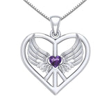 Wrapped in the Wings of an Angel ~ Sterling Silver Peace Symbol Pendant Jewelry TPD5109