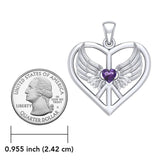 Wrapped in the Wings of an Angel ~ Sterling Silver Peace Symbol Pendant Jewelry TPD5109