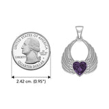 Gemstone Heart Angel Wings Silver Pendant TPD5169 - Jewelry