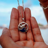 Sterling Silver Whale in the Wave Pendant TPD5175