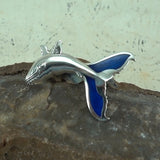 Sterling Silver Humpback Whale Tail Pendant with Enamel TPD5177