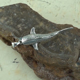 Gentle giants in benign grace ~ Large Whale Shark Silver Pendant TPD5199