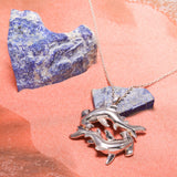 Double Hammerhead Shark Lovers Silver Pendant TPD5203 - Jewelry