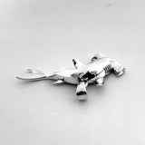 Swimming Hammerhead Shark Sterling Silver Pendant
