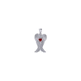 Heart Gemstone and Double Angel Wings Silver Pendant TPD5229