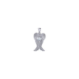 Heart Gemstone and Double Angel Wings Silver Pendant TPD5229