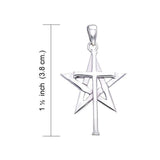 Cross Over Pentagram Sterling Silver Pendant TPD529