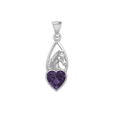 Horse Over Heart Gemstone Silver Pendant TPD5291