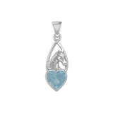 Horse Over Heart Gemstone Silver Pendant TPD5291 - Jewelry