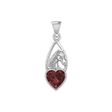 Horse Over Heart Gemstone Silver Pendant TPD5291 - Jewelry