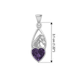 Horse Over Heart Gemstone Silver Pendant TPD5291