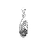 Horse Over Heart Gemstone Silver Pendant TPD5291 - Jewelry