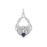Celtic Knotwork Silver Pendant with Heart Gemstone TPD5292 - Jewelry