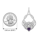 Celtic Knotwork Silver Pendant with Heart Gemstone TPD5292 - Jewelry