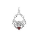 Celtic Knotwork Silver Pendant with Heart Gemstone TPD5292 - Jewelry