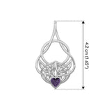 Celtic Knotwork Silver Pendant with Heart Gemstone TPD5292 - Jewelry