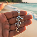 Flower of Life Seahorse Sterling Silver Pendant TPD5299