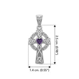 Celtic Cross Silver Pendant with Heart Gemstone TPD5337