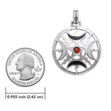 Sun Fire Moon Silver Pendant With Gem and Enamel  TPD536