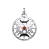 Sun Fire Moon Silver Pendant With Gem and Enamel  TPD536