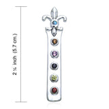 Fleur De Lis Sterling Silver Pendant with Chakra Gems TPD537
