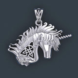 Celtic Unicorn Silver Pendant TPD5663 - Jewelry