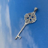 Celtic Cross Spiritual Enchantment Key Silver Pendant TPD5674