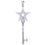 Pentagram Spiritual Enchantment Key Silver Pendant with Gem TPD5713