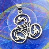 Dragon with Triskele Silver Pendant TPD5819