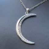 Crescent Moon with Celtic Design Sterling Silver Large Pendant TPD5835