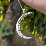 Crescent Moon with Celtic Design Sterling Silver Large Pendant TPD5835