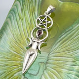 Goddess and Five-Pointed Star Silver Pendant with Gemstone TPD5860