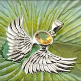 Guardian Angel Wings Sterling Silver Pendant with Birthstone TPD5869