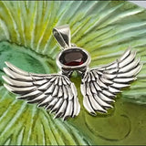 Guardian Angel Wings Sterling Silver Pendant with Birthstone TPD5869