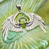 Guardian Angel Wings Sterling Silver Pendant with Birthstone TPD5870