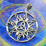 The Sun and Celtic Trinity Knot Sterling Silver Pendant TPD5924